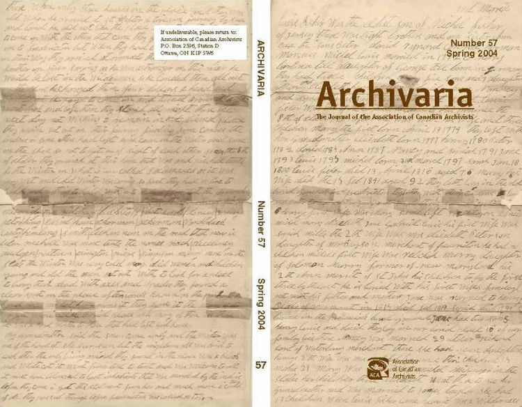Archivaria 57 front cover