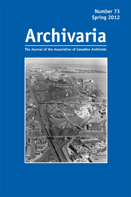 Archivaria 73 cover