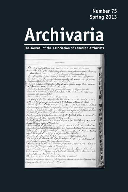 Archivaria 75 cover